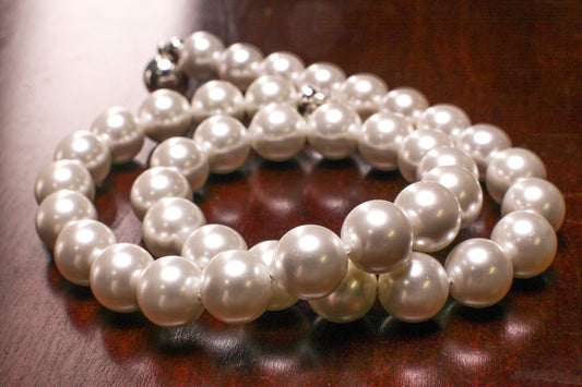 12mm White South Seashell Pearl Necklace Bridal, Evening wear, party, Elegant gift