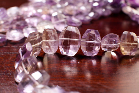 Natural Ametrine Faceted Trapezoid 10x14-12x16mm Purple Yellow Middle Drilled Beads 8&quot; Strand