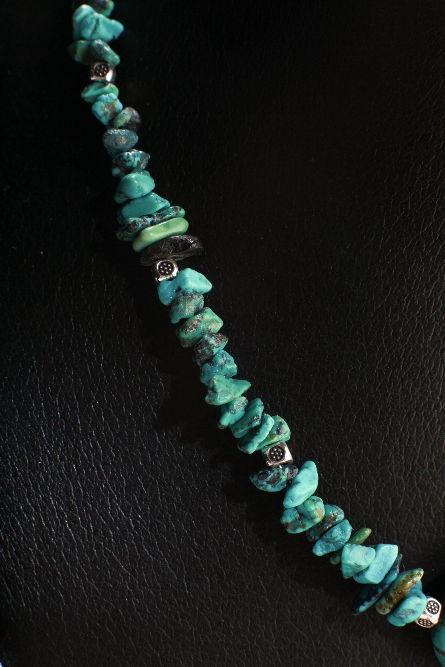 Turquoise Pendant Necklace, Natural Tibetan Turquoise Necklace with Finest Spiderweb Oval Pebble Pendant 17" Necklace, Extend up to 3"