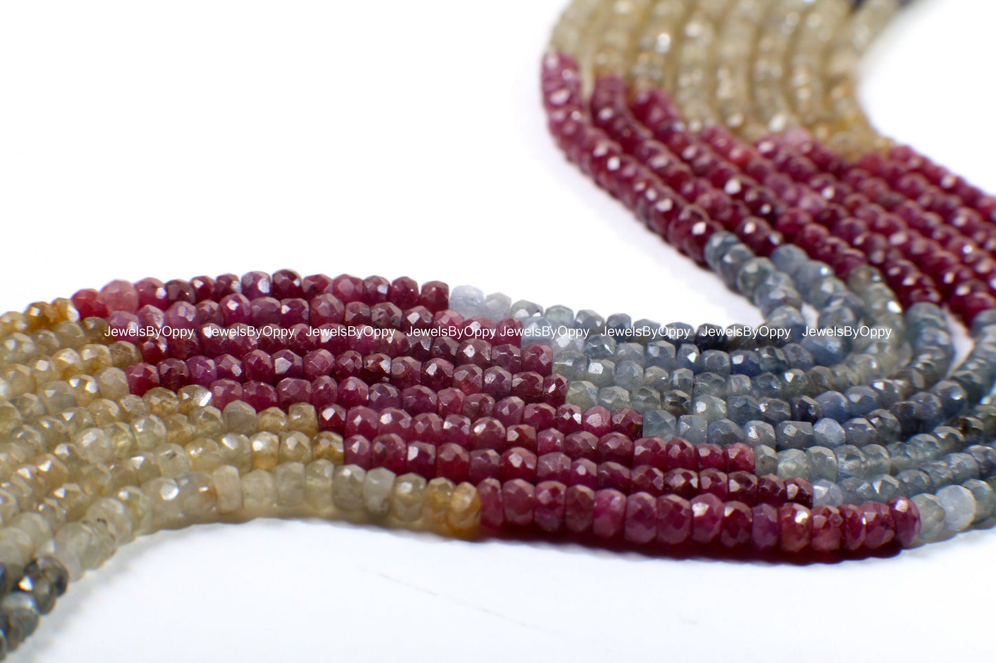 Multi Natural Sapphire 4mm Rondelle Gemstone DIY Jewelry Making Beads in 6&quot;/13&quot; Strand