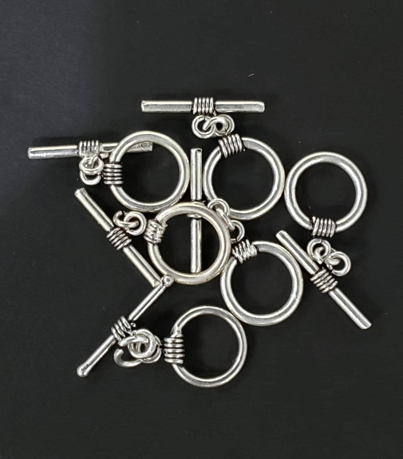 2 sets 925 sterling silver bali toggle clasp 12mm round , jewelry making necklace bracelet clasp.