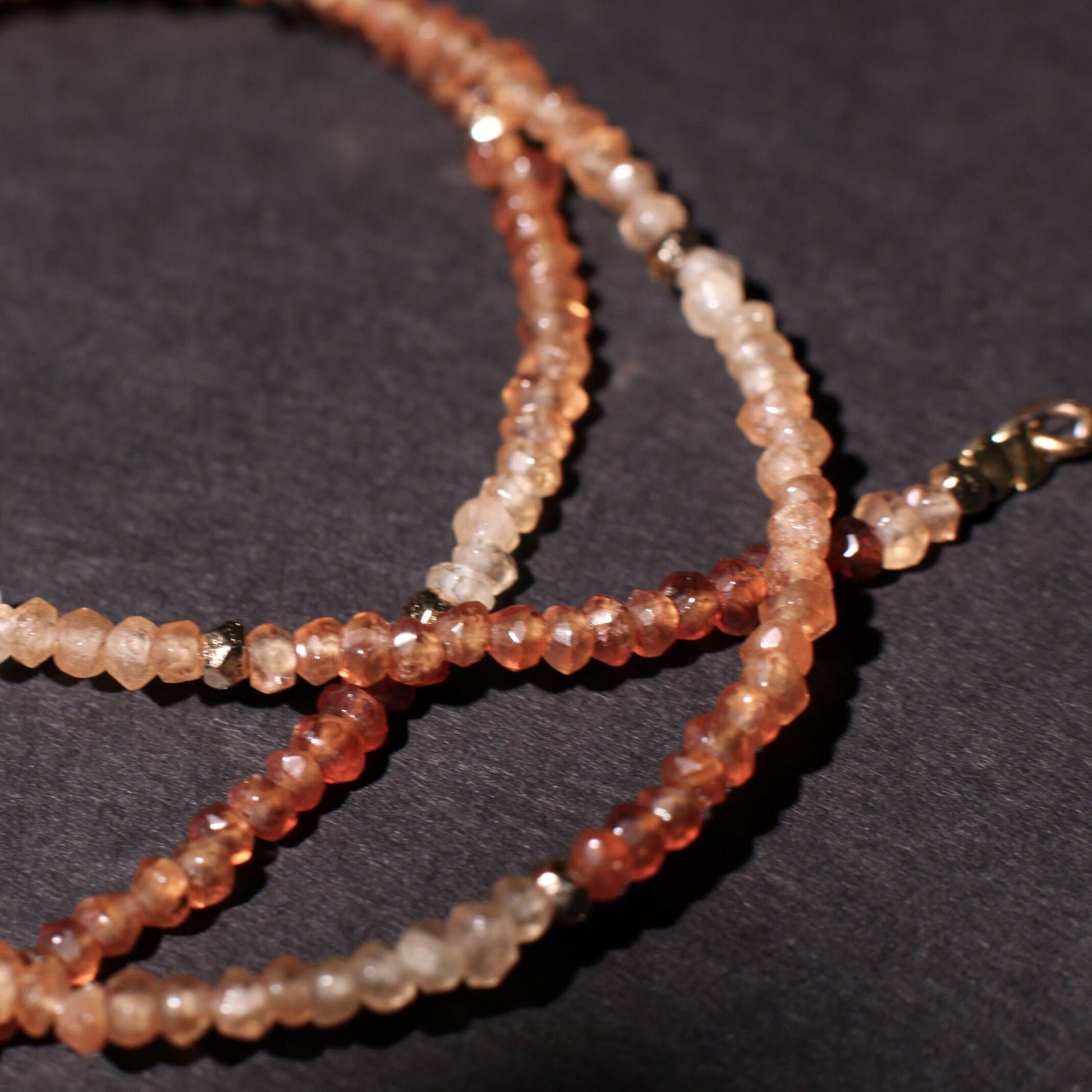 Hessonite Garnet 3.5mm Faceted Rondelle Choker Layering Necklace, Handmade Gold Necklace, Autumn,gift for her