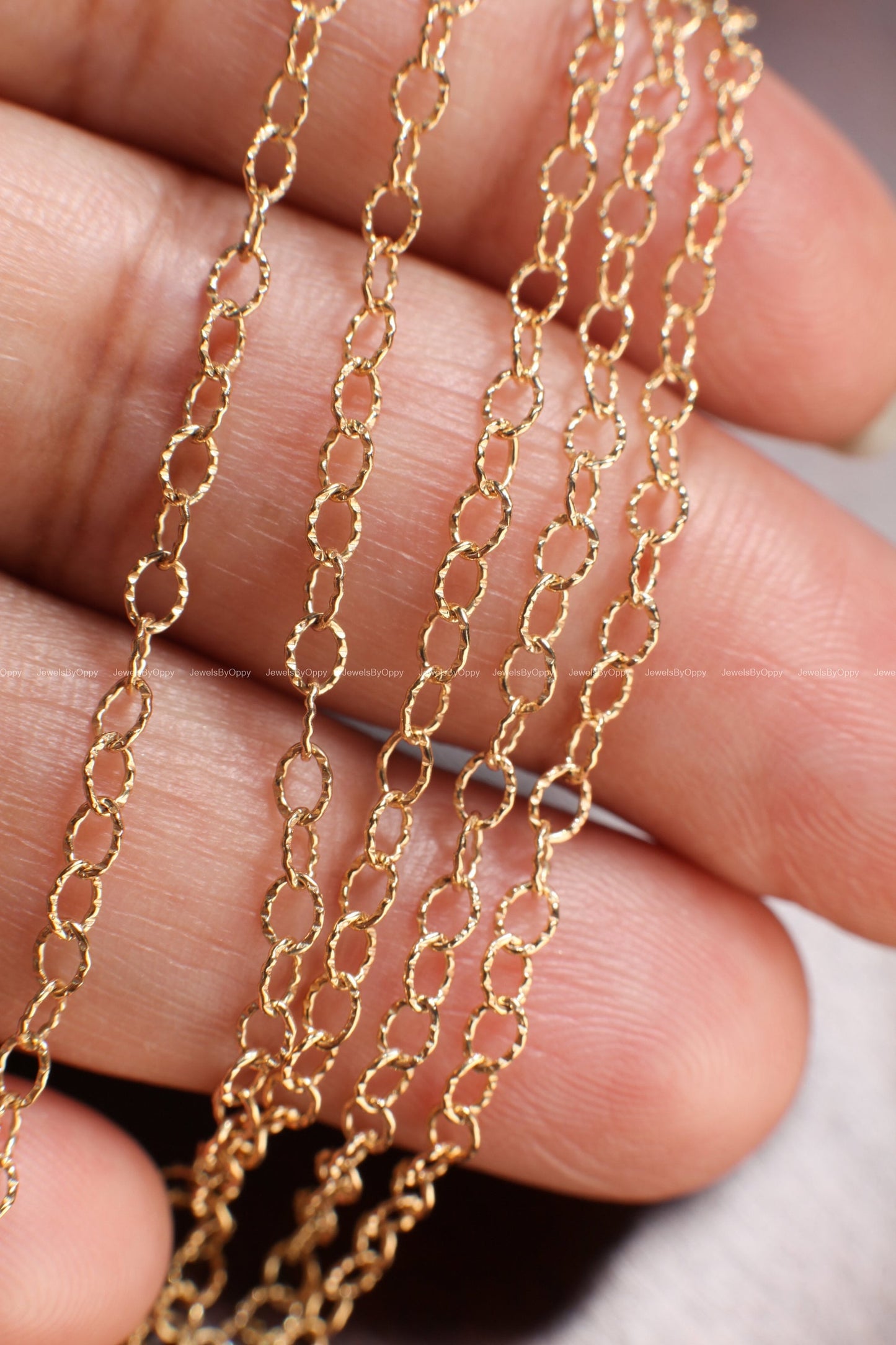 14K Gold Filled Cable Chain, 2.5x3.4mm Cable Knurled Chain, Jewelry Making Unfinished Italian Chain