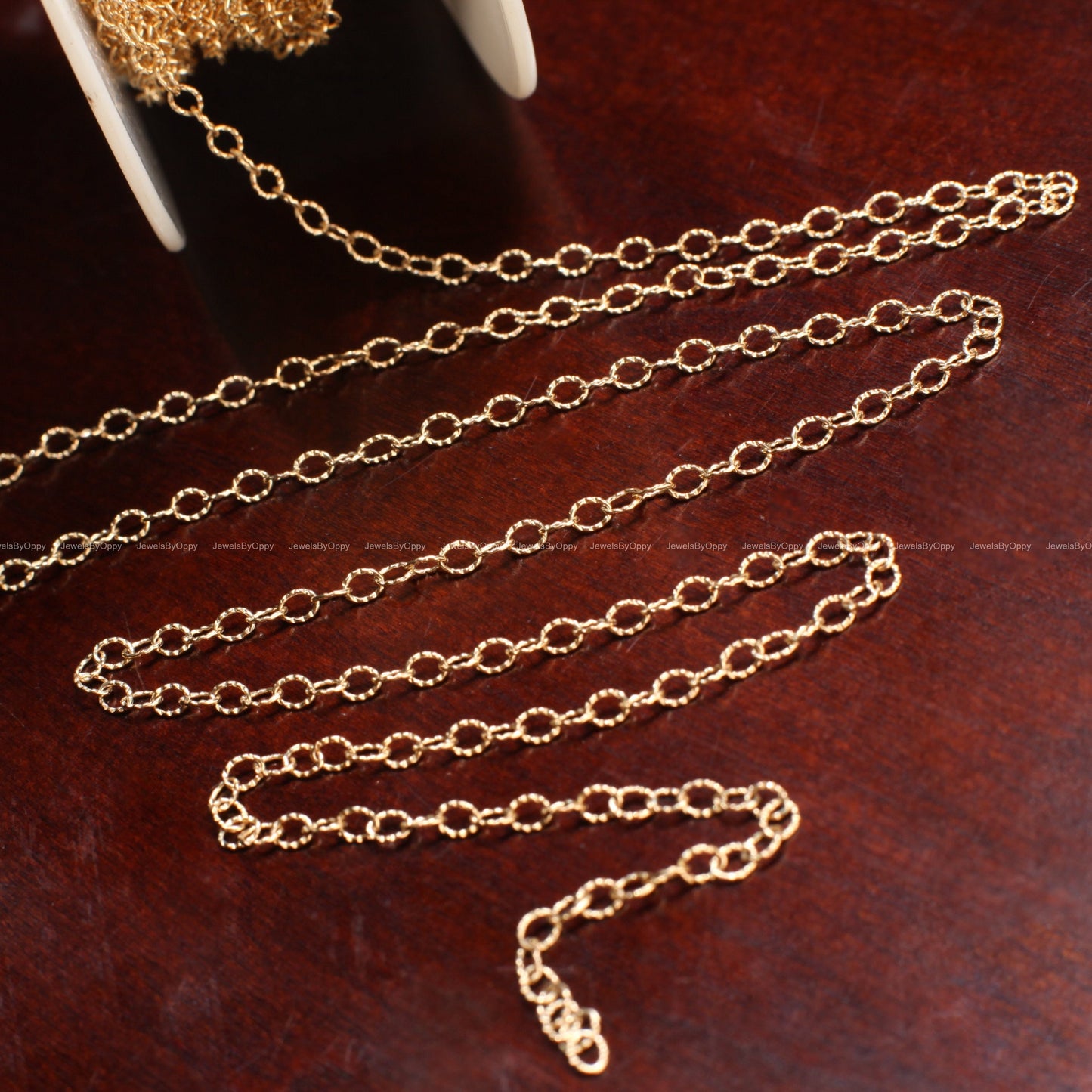 14K Gold Filled Cable Chain, 2.5x3.4mm Cable Knurled Chain, Jewelry Making Unfinished Italian Chain