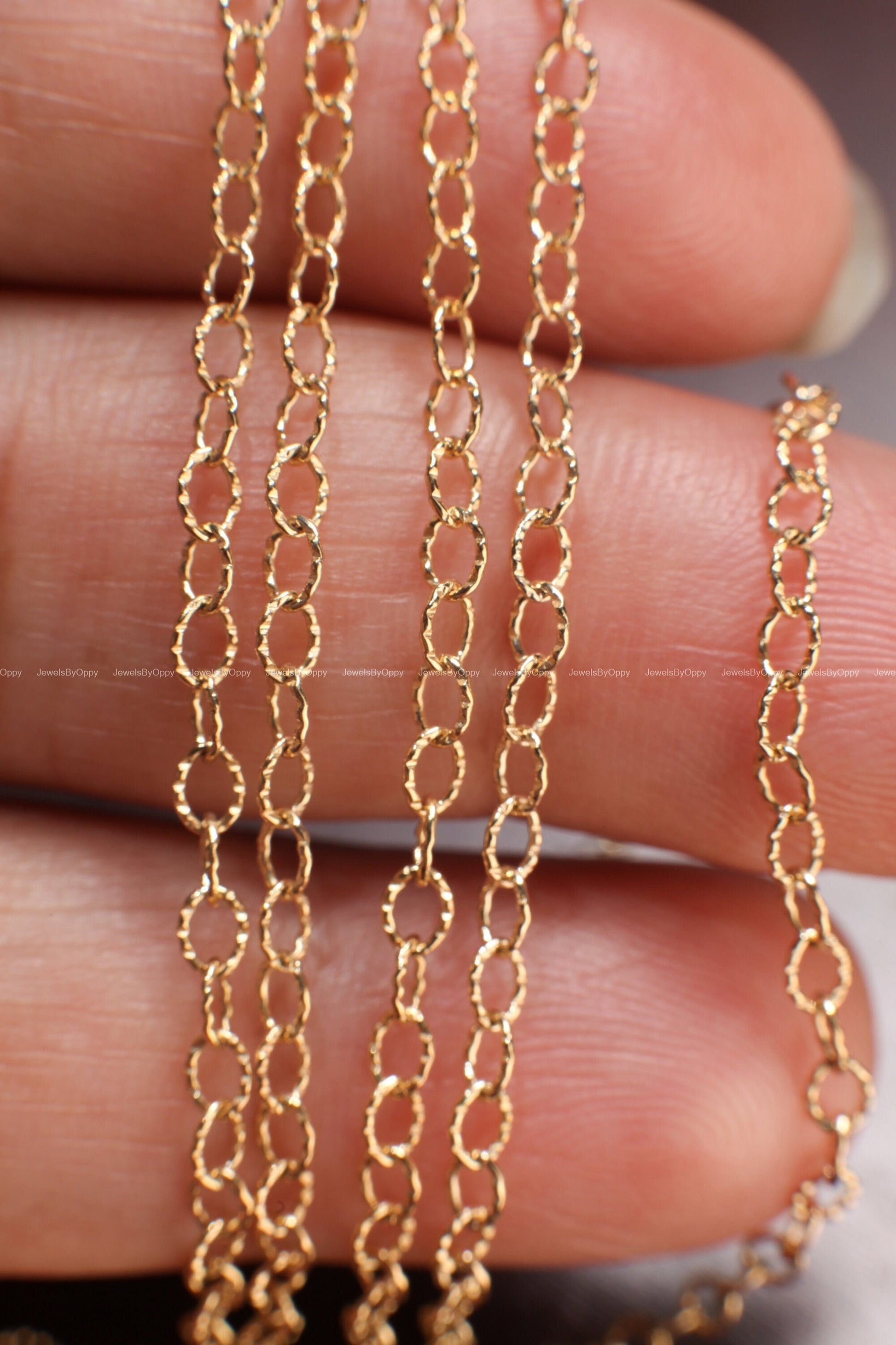 14K Gold Filled Cable Chain, 2.5x3.4mm Cable Knurled Chain, Jewelry Making Unfinished Italian Chain