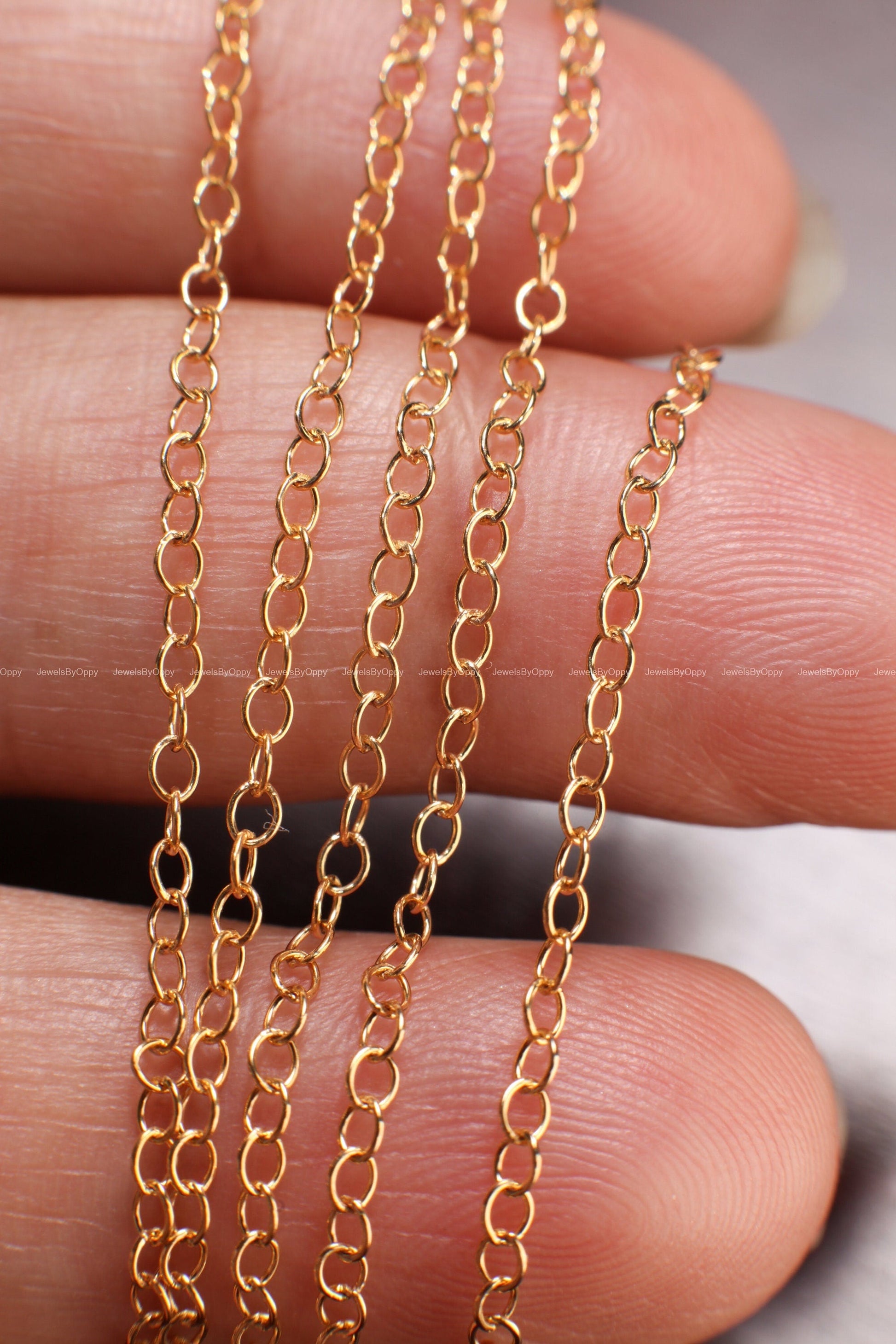 14K Gold Filled Cable Chain, 1.7x2.45mm Small Round Cable Chain, Jewelry Making Unfinished Italian Chain