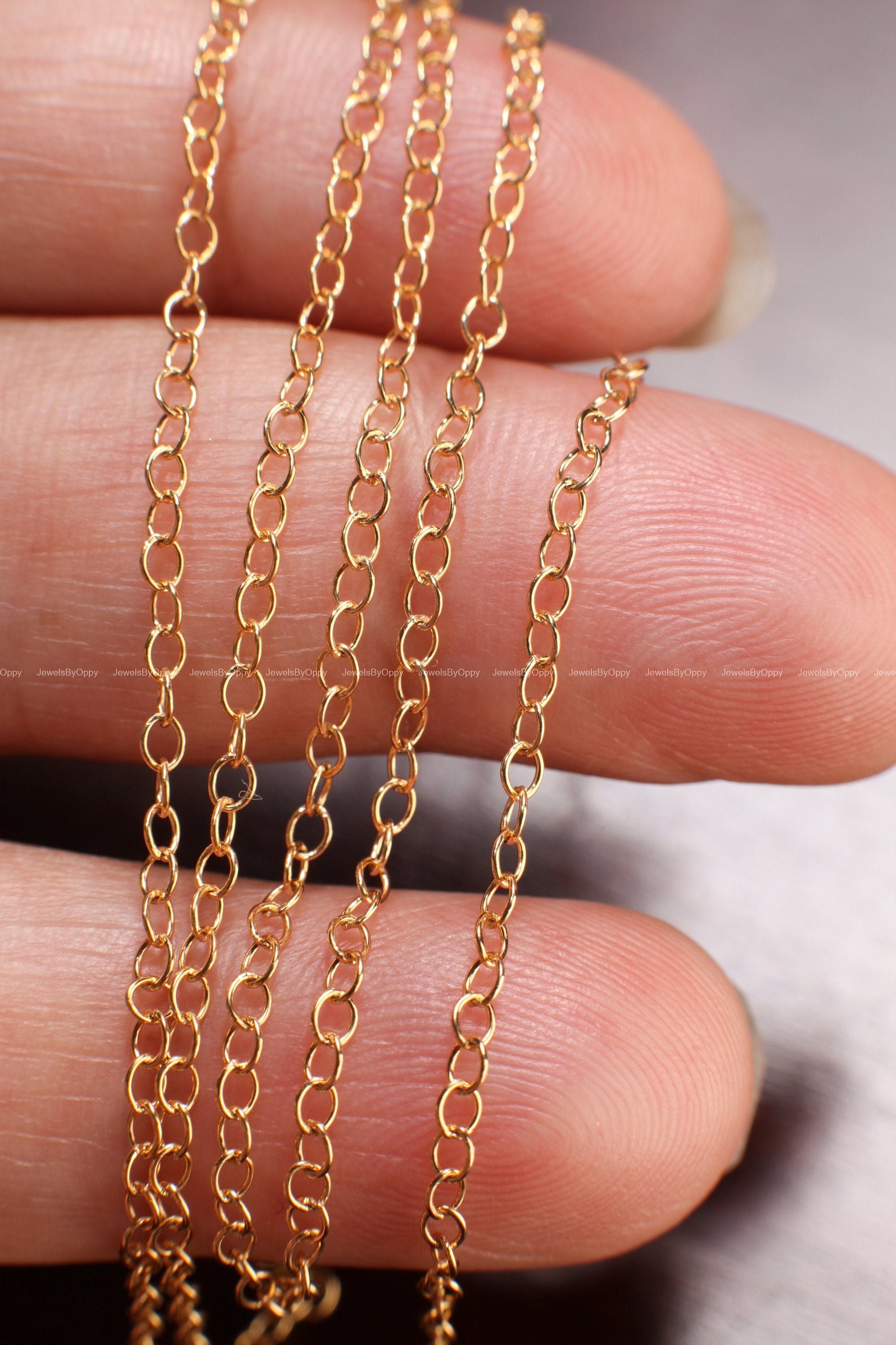 14K Gold Filled Cable Chain, 1.7x2.45mm Small Round Cable Chain, Jewelry Making Unfinished Italian Chain