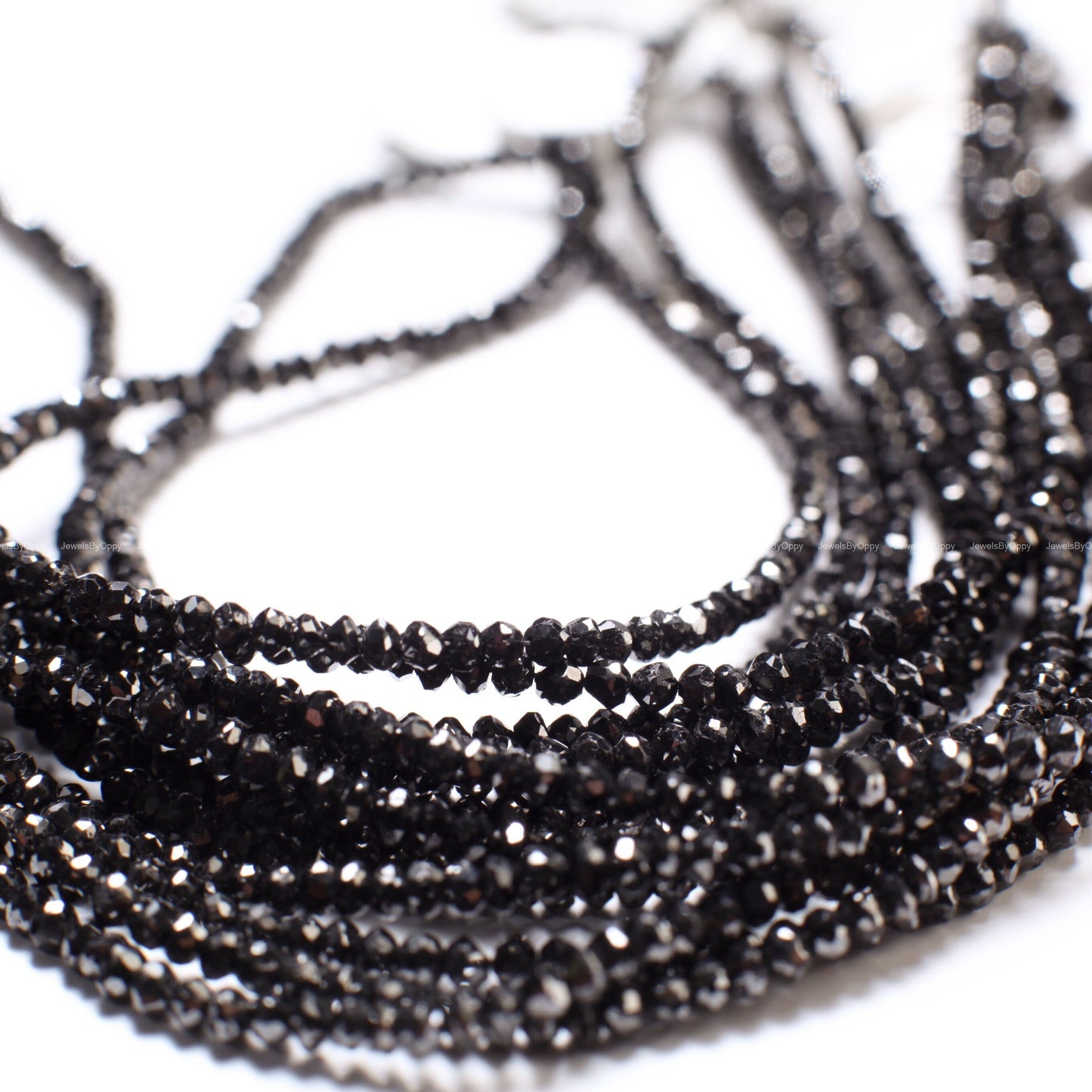 Natural Black Diamond Faceted Roundel Bead, AAA Quality 2-3mm Diamond Bead for Jewelry making. 1&quot; to 15&quot; full strand 12 cts