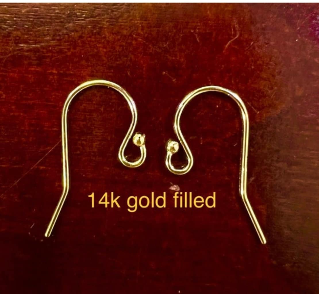 14K Gold Filled Earwire with Dot, Made In USA, High Quality 14K Stamped, Ball End, 19mm Long, Earrings Making Findings