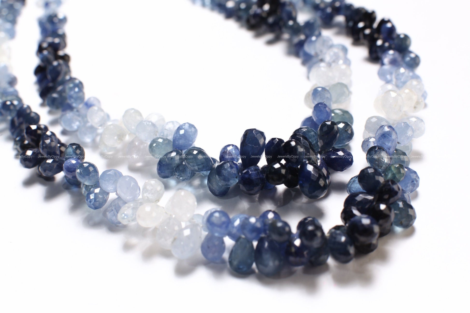 Ombre Sapphire drop, Natural Ombre Blue Sapphire Graduated Faceted Briolette 3x5-5x9mm round Teardrop Gemstone Jewelry Beads by pieces