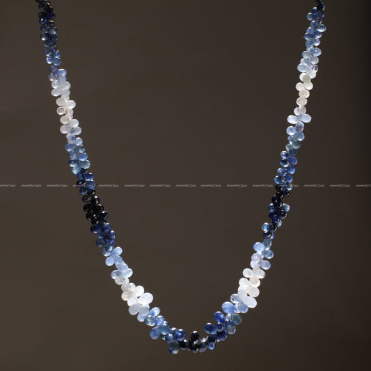 Ombre Sapphire drop, Natural Ombre Blue Sapphire Graduated Faceted Briolette 3x5-5x9mm round Teardrop Gemstone Jewelry Beads by pieces