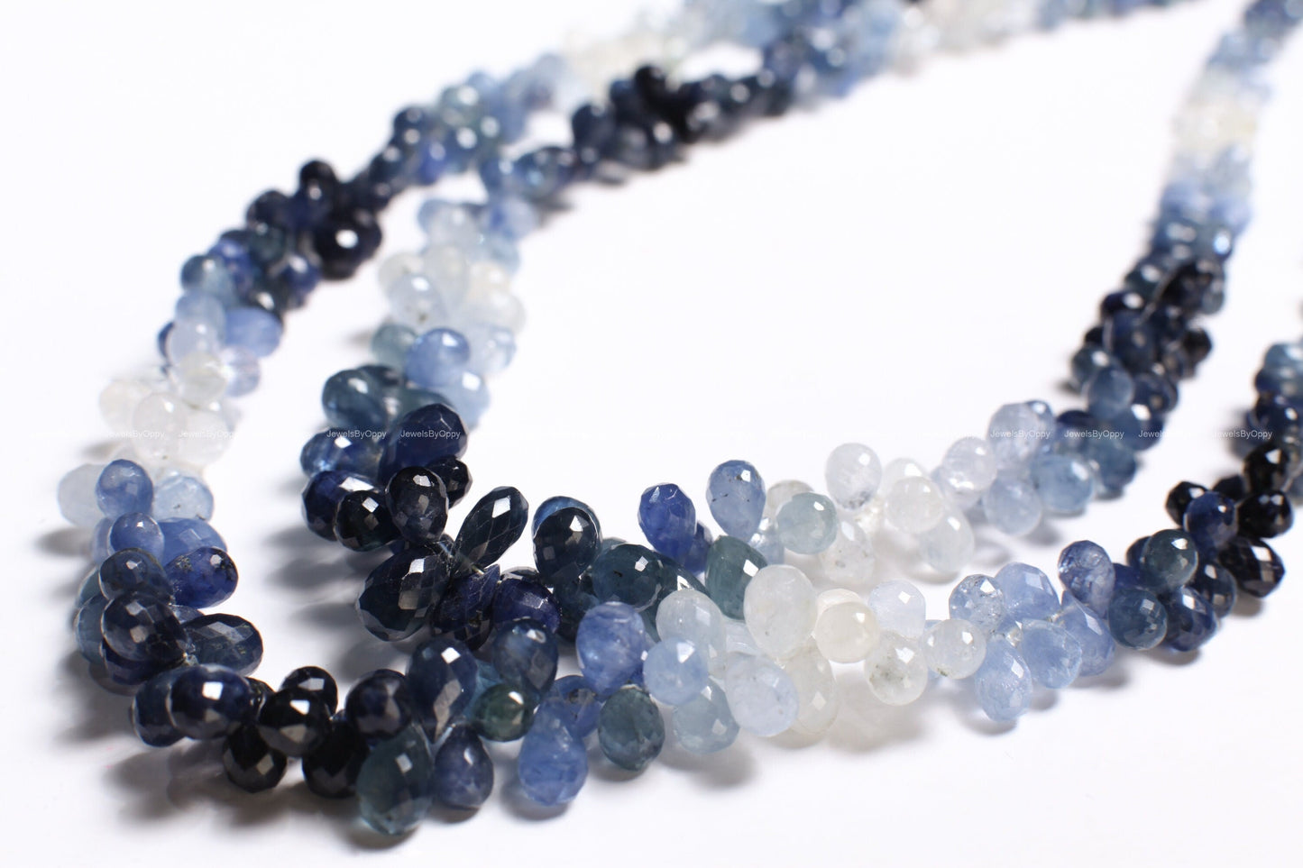 Ombre Sapphire drop, Natural Ombre Blue Sapphire Graduated Faceted Briolette 3x5-5x9mm round Teardrop Gemstone Jewelry Beads by pieces