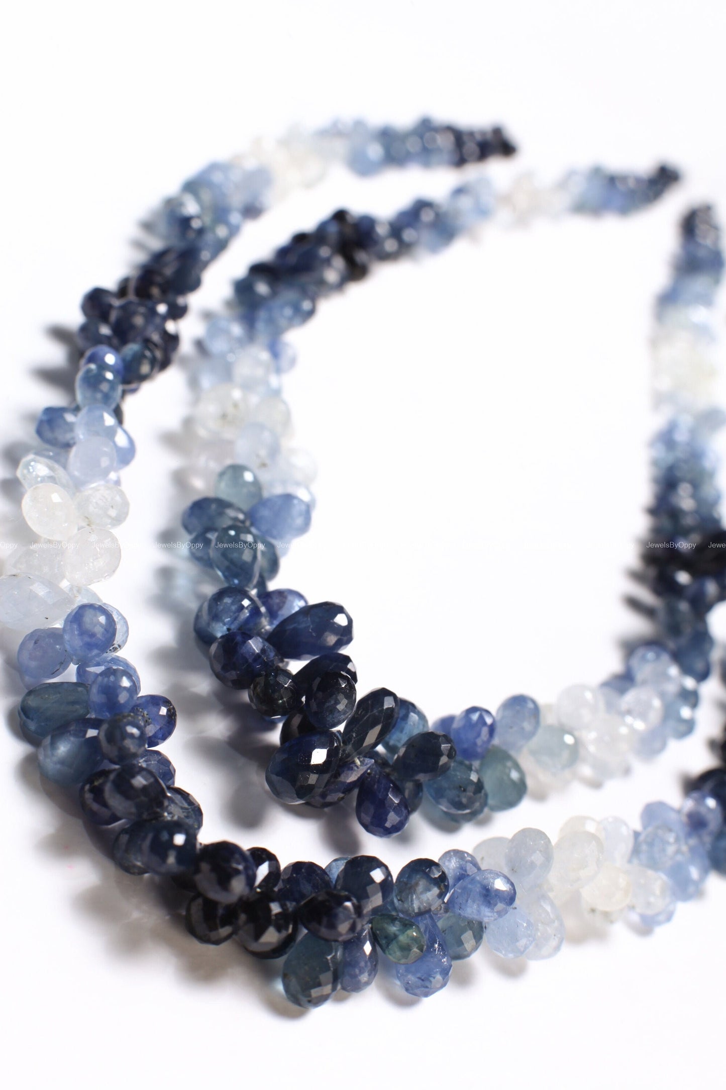 Ombre Sapphire drop, Natural Ombre Blue Sapphire Graduated Faceted Briolette 3x5-5x9mm round Teardrop Gemstone Jewelry Beads by pieces