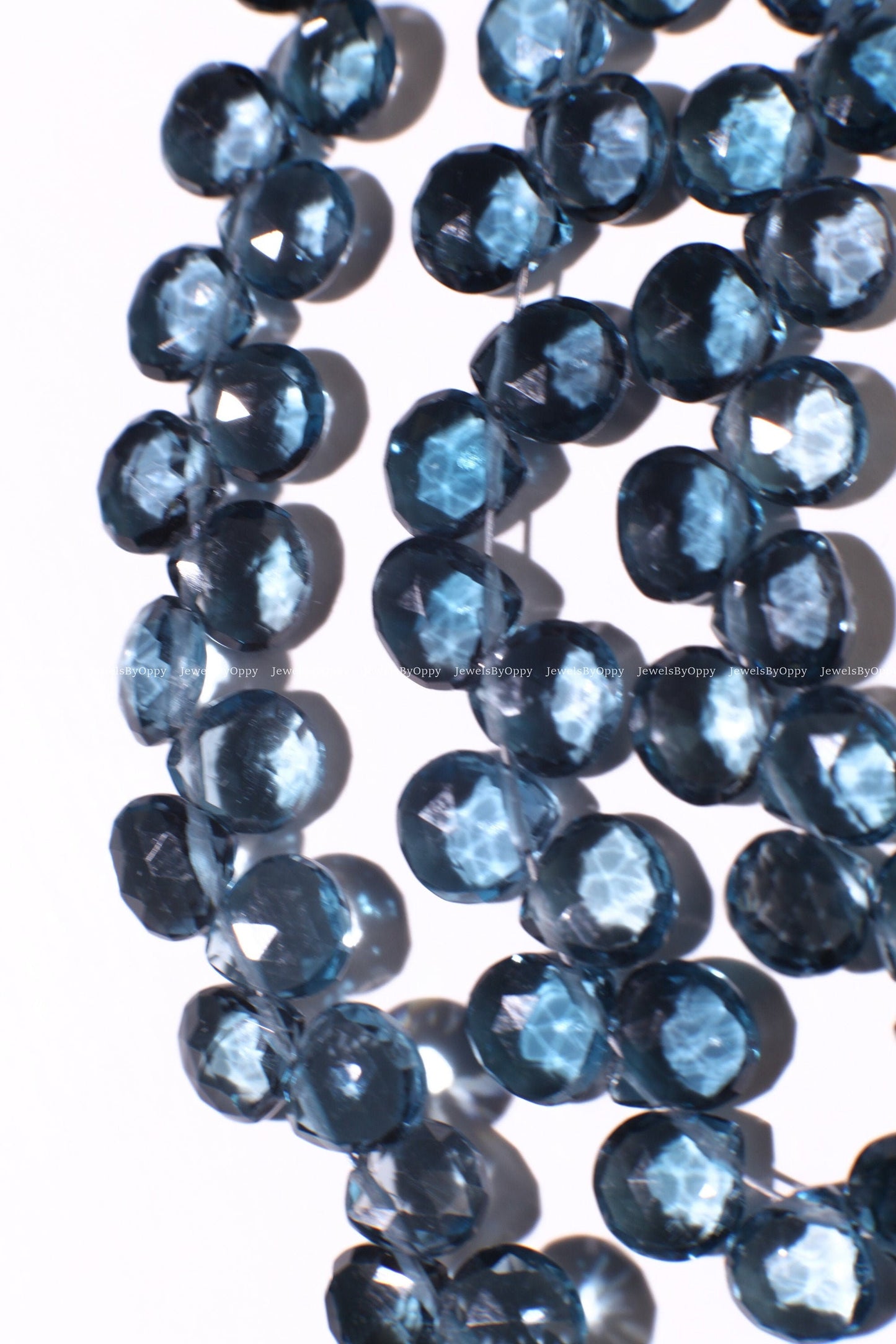 Natural London Blue Topaz heart shape drop 6-6.5mm Faceted Diamond Cut pear drop Beads, High Quality Natural London Blue Topaz.