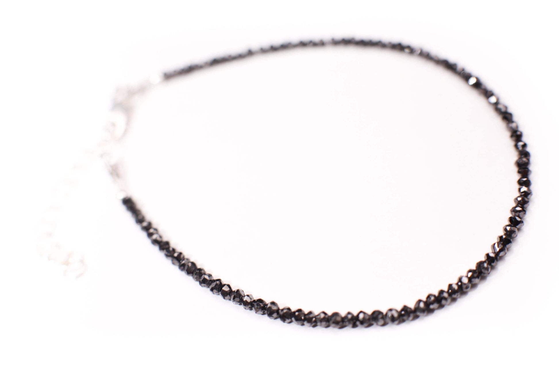 Natural Black Diamond 2.5mm Faceted Roundel AAA Quality in 925 Sterling Silver Bracelet 6-10&quot; Plus Extension