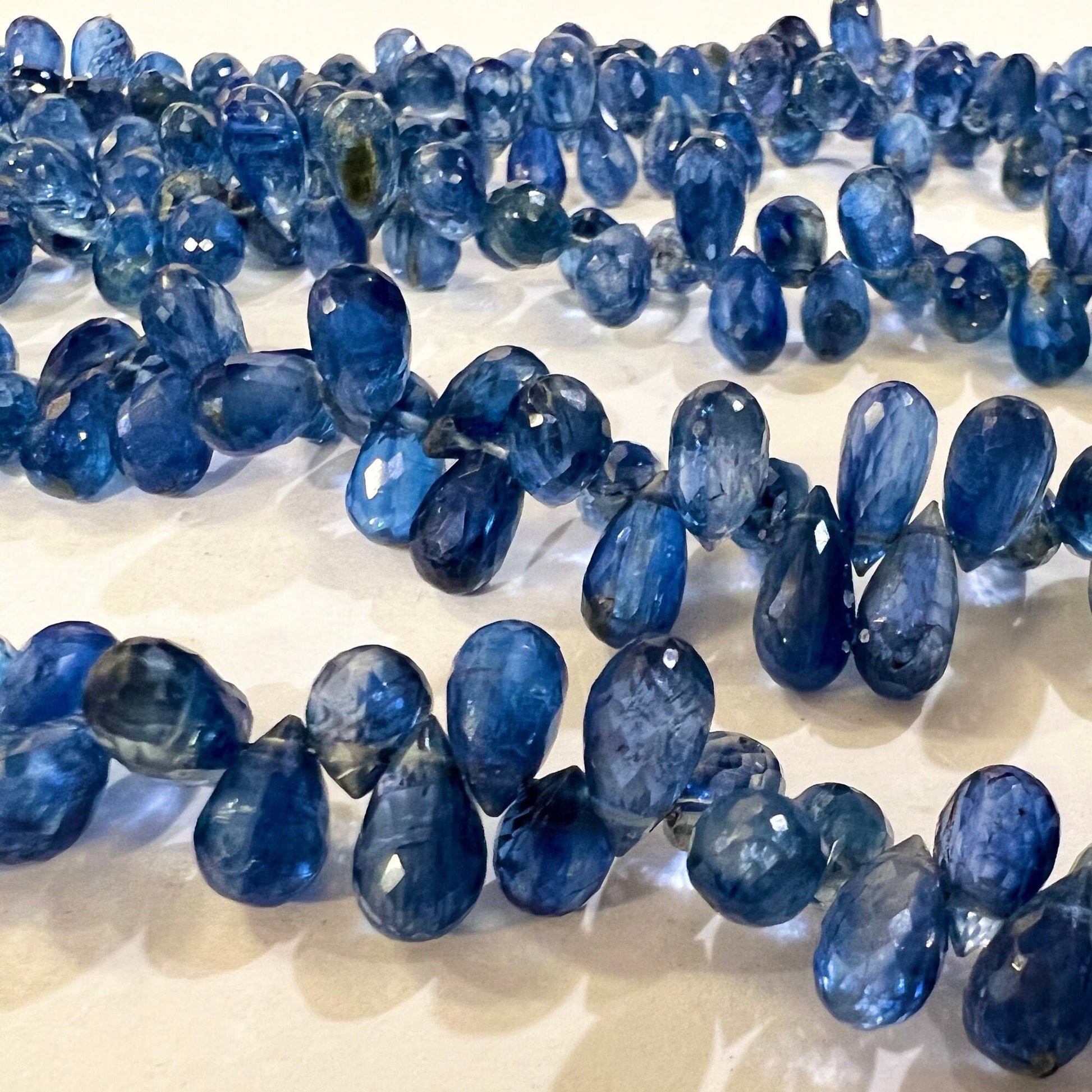 Kyanite Micro Faceted 4.5x7-5x10mm Briolette Drop, Jewelry Making Gemstone Beads