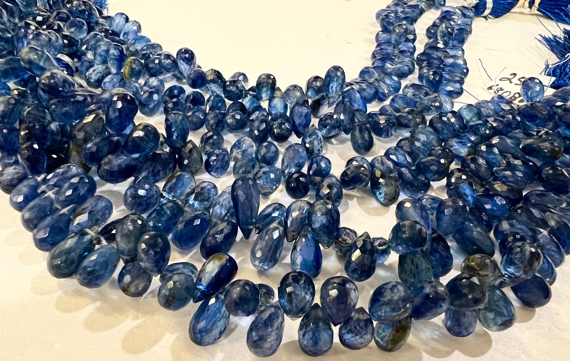 Kyanite Micro Faceted 4.5x7-5x10mm Briolette Drop, Jewelry Making Gemstone Beads