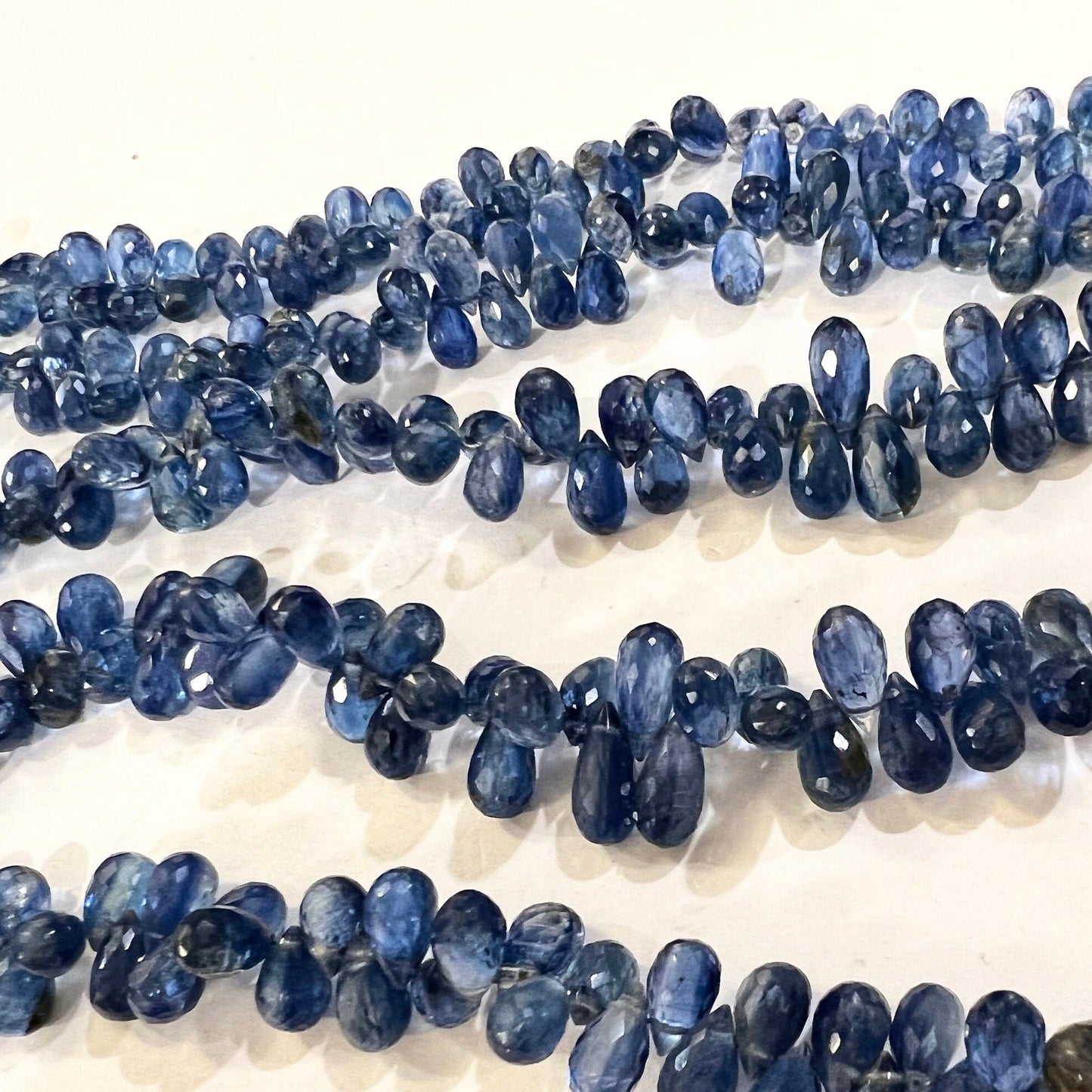 Kyanite Micro Faceted 4.5x7-5x10mm Briolette Drop, Jewelry Making Gemstone Beads