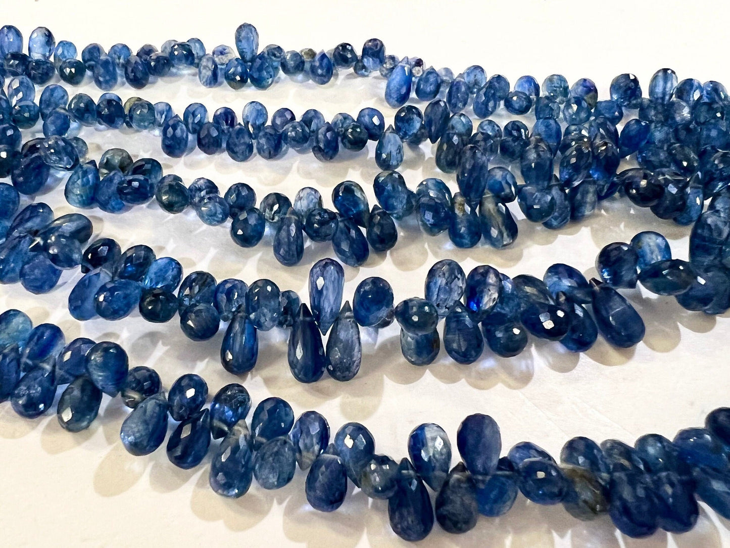 Kyanite Micro Faceted 4.5x7-5x10mm Briolette Drop, Jewelry Making Gemstone Beads