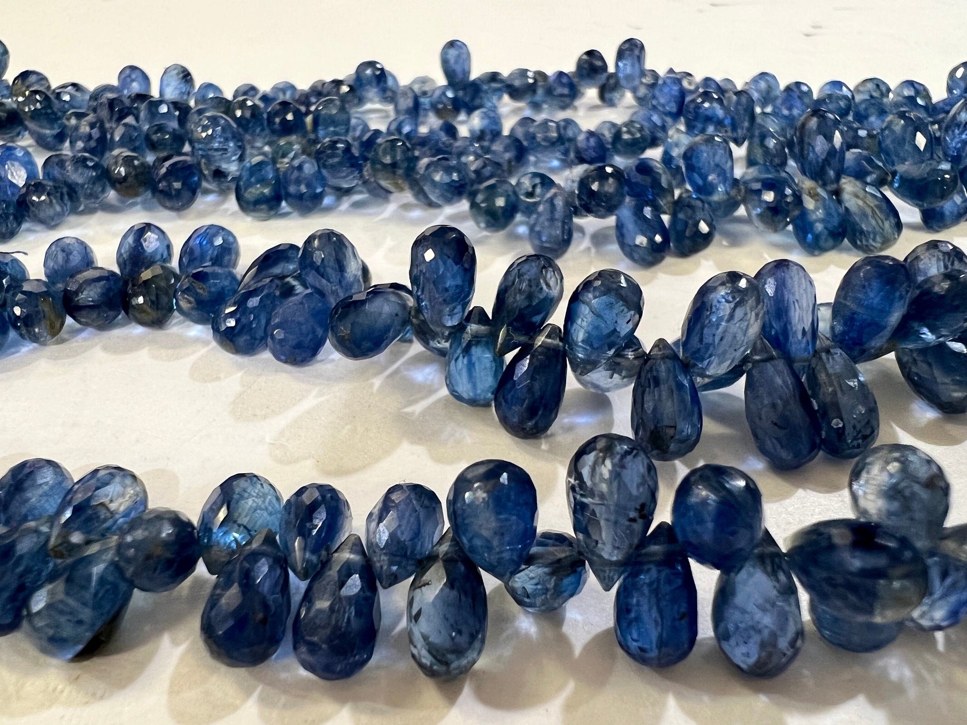 Kyanite Micro Faceted 4.5x7-5x10mm Briolette Drop, Jewelry Making Gemstone Beads