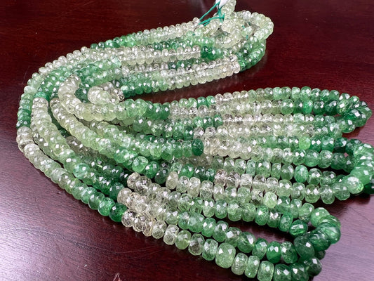 Natural Tsavorite shaded Micro Faceted Rondelle 5-5.5mm AAA clear quality, rare Tsavorite , Jewelry making beads. 7&quot; & 14&quot; strand