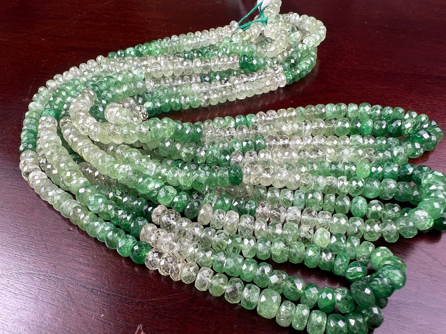 Natural Tsavorite shaded Micro Faceted Rondelle 5-5.5mm AAA clear quality, rare Tsavorite , Jewelry making beads. 7" & 14" strand