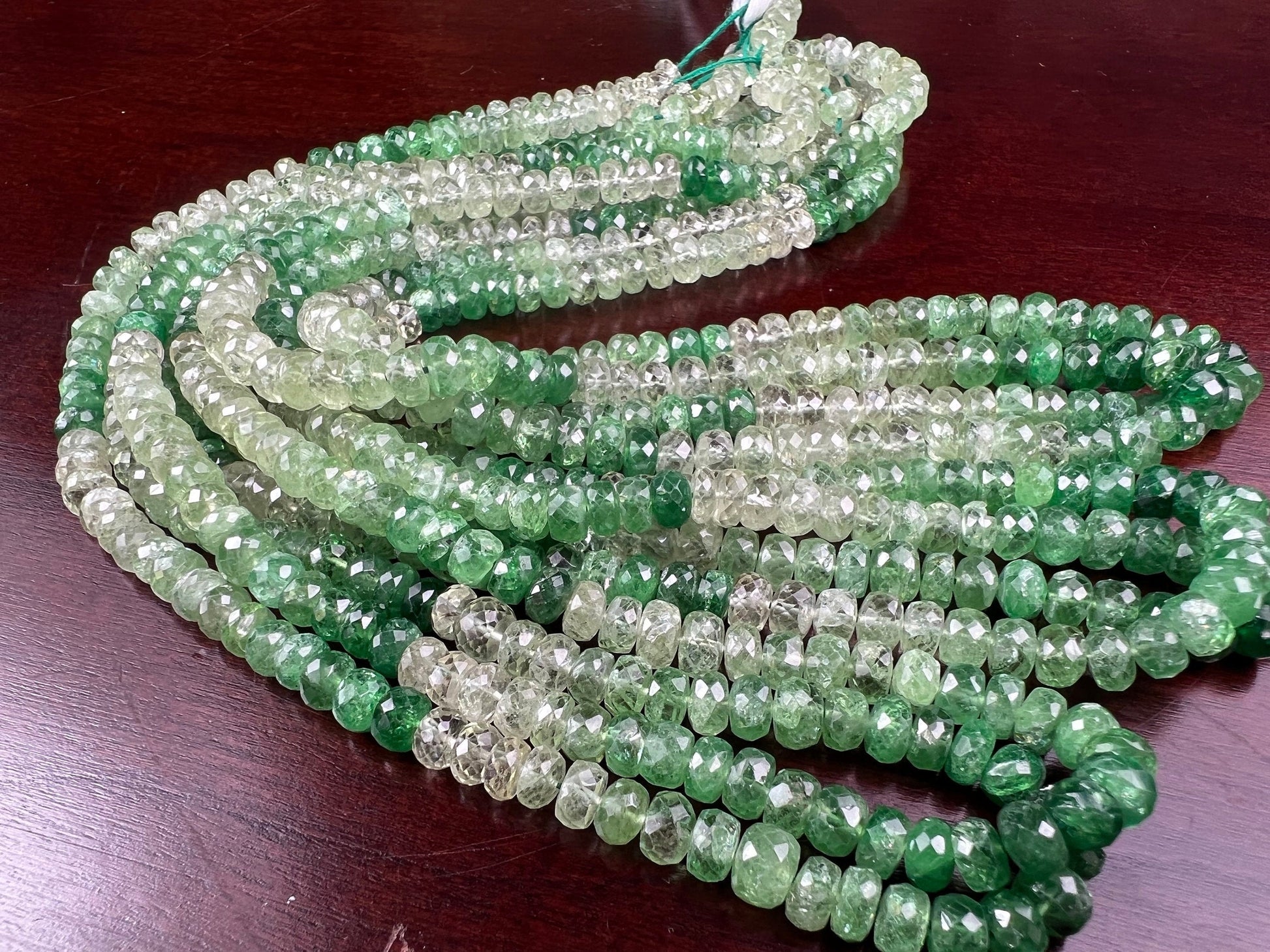 Natural Tsavorite shaded Micro Faceted Rondelle 5-5.5mm AAA clear quality, rare Tsavorite , Jewelry making beads. 7" & 14" strand