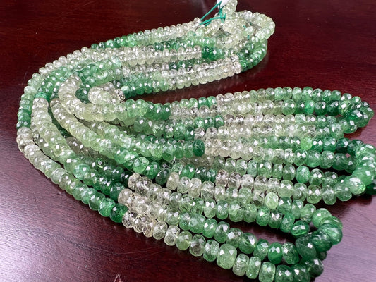 Natural Tsavorite shaded Micro Faceted Rondelle 5-5.5mm AAA clear quality, rare Tsavorite , Jewelry making beads. 7&quot; & 14&quot; strand