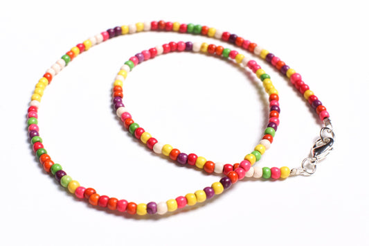 Multi color Magnesite 3mm Rondelle Beads Choker Necklace. African beads , summer style bright orange yellow purple green beads