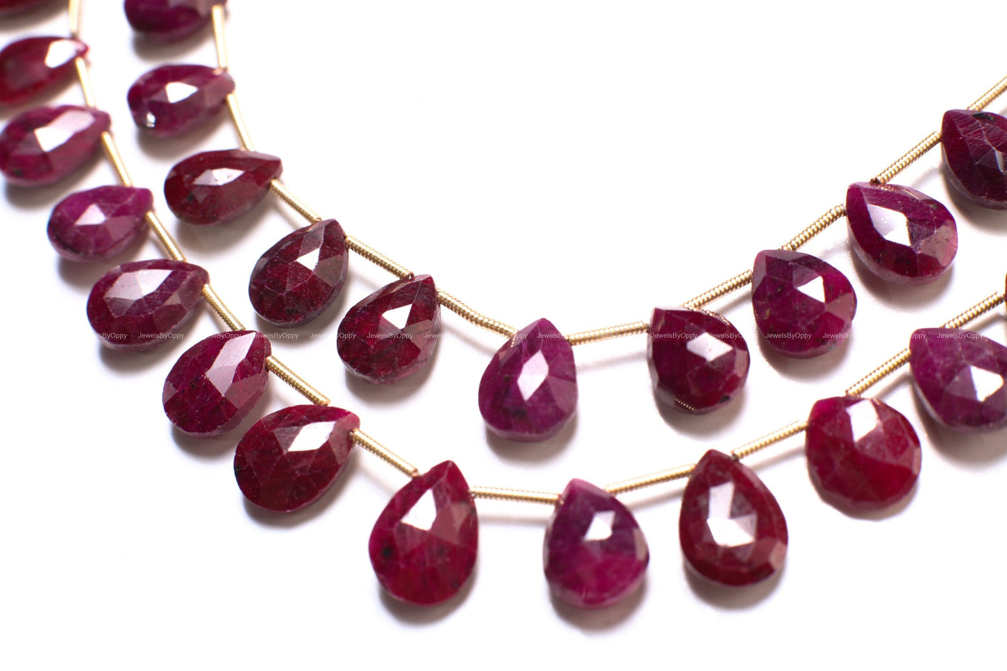 Genuine Faceted Ruby Pear drop 9x11-9x13mm Gemstone Teardrop for jewelry making. 2 pieces