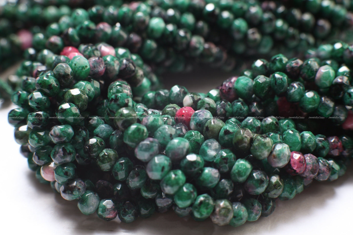 Ruby Zoisite 4mm faceted Rondelle Beads, jewelry making Rondelle Beads 14&quot; Strand
