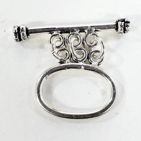925 Sterling silver 13x18 Oval 3 loop toggle clasp , bali silver toggle jewelry making clasp.