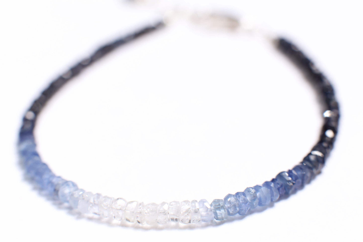 Ombre Sapphire Faceted Rondelle 2.8-3mm Bracelet in 925 Sterling Silver Clasp and 1" Extension Chain, AAAQuality, September Birthstone, Gift