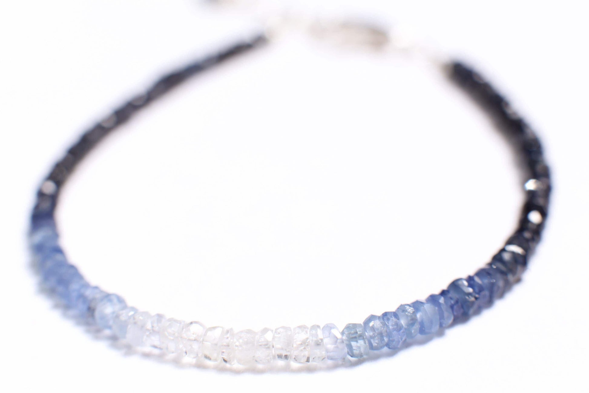 Ombre Sapphire Faceted Rondelle 2.8-3mm Bracelet in 925 Sterling Silver Clasp and 1" Extension Chain, AAAQuality, September Birthstone, Gift