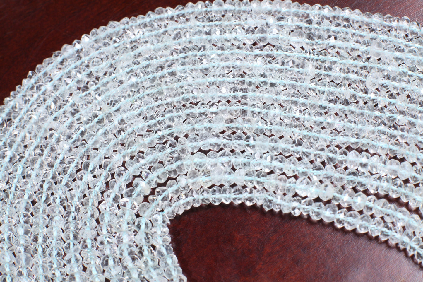 Aquamarine Faceted Rondelle 5-6mm, Jewelry Making Necklace, Bracelet, DIY Gemstone Beads 13&quot; Strand