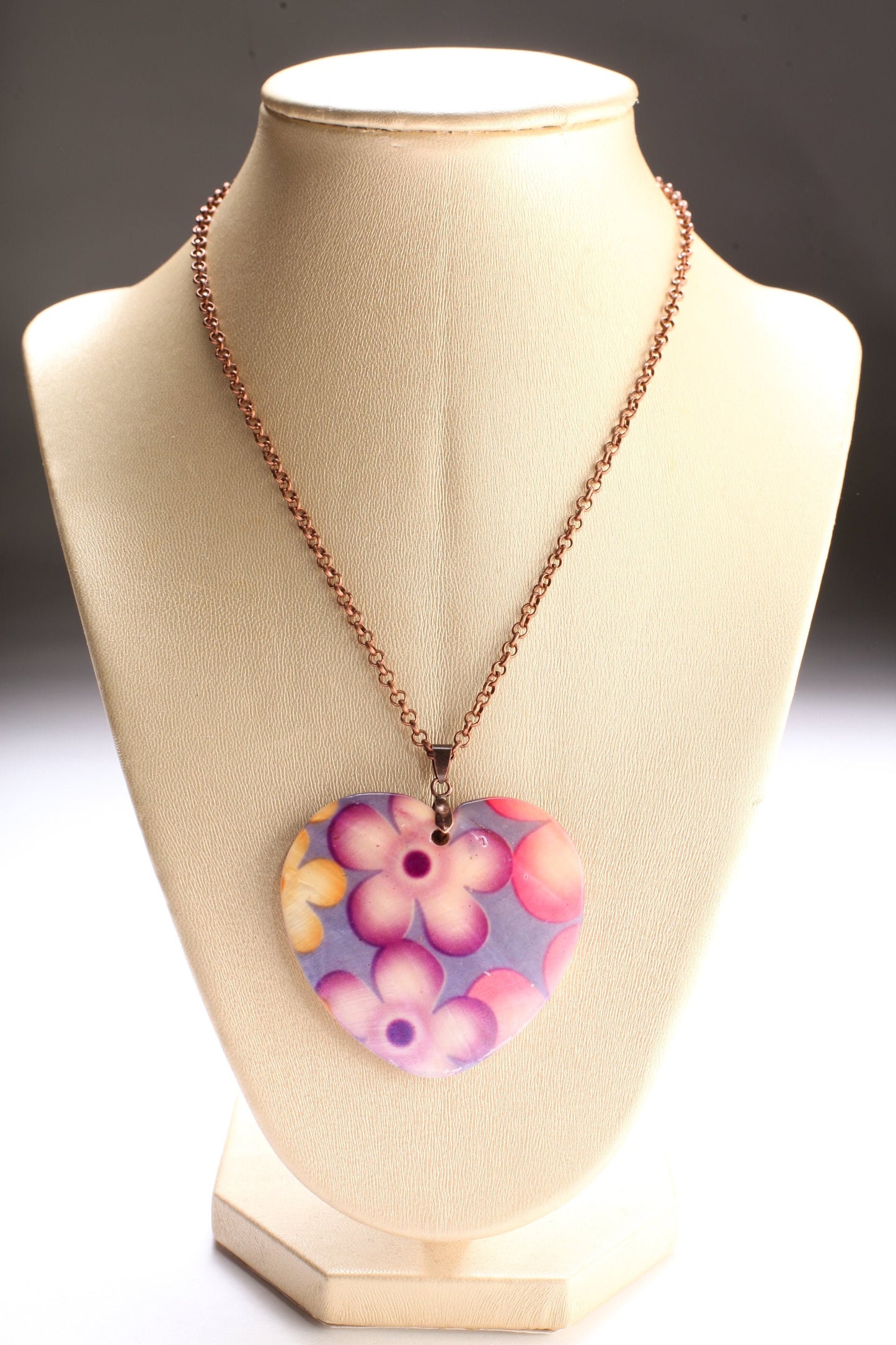 Nature Shell Mother of Pearl Electroplated Pendant with 20&quot; Copper Rolo Chain, Vintage Necklace, Gift for Her, Mother&#39;s Day Gift
