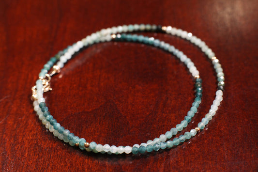 Natural Grandidierite 2.5mm Faceted Micro Diamond Cut Multi Shaded Round in 14K Gold Filled Clasp, Rare Special Gift