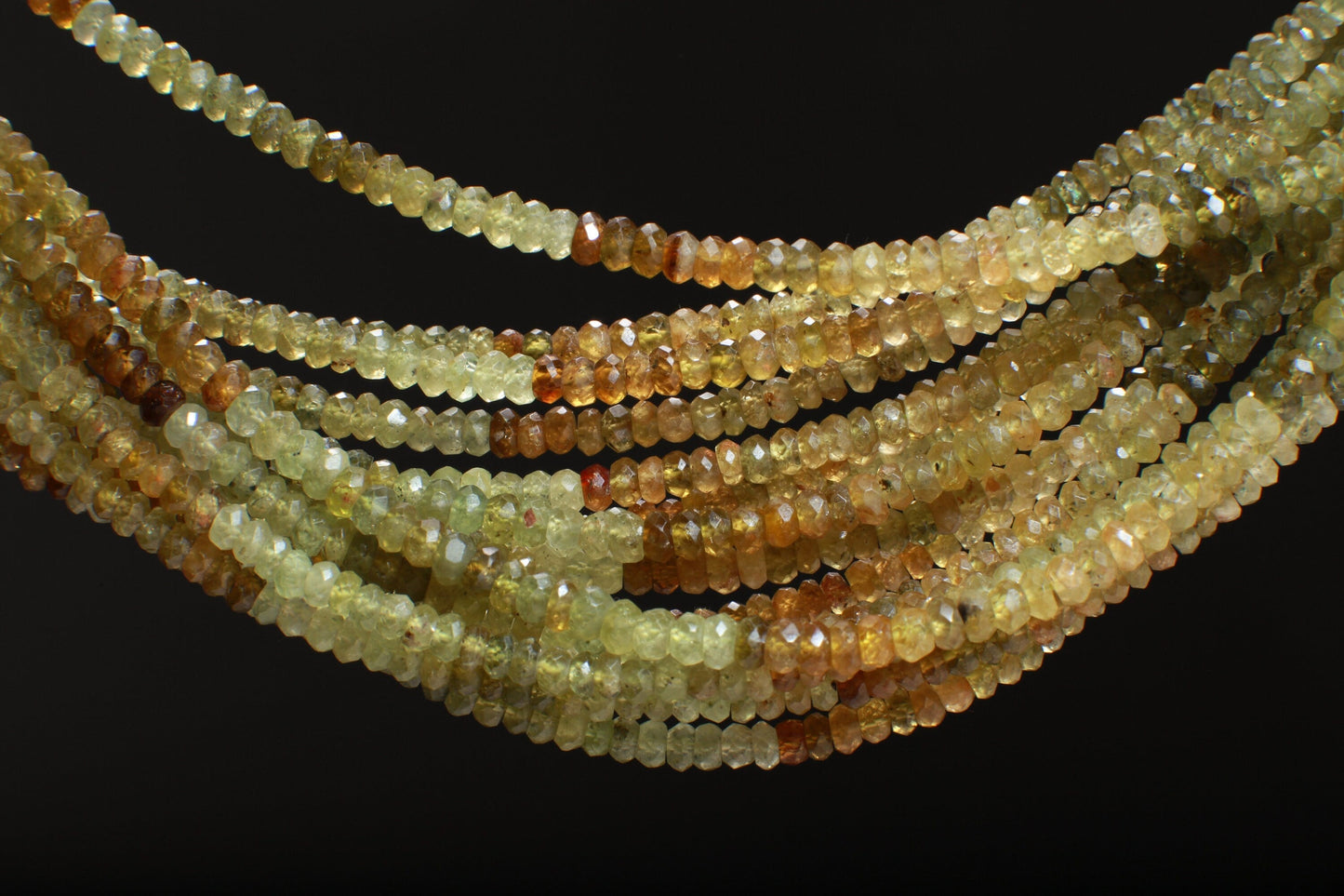 Grossular Garne 4mm Faceted Roundel Diamond Cut, natural gemstone, DIY Jewelry Making Gemstone 13.5&quot; Strand