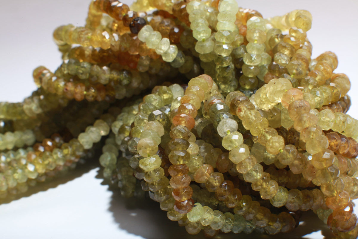 Grossular Garne 4mm Faceted Roundel Diamond Cut, natural gemstone, DIY Jewelry Making Gemstone 13.5" Strand
