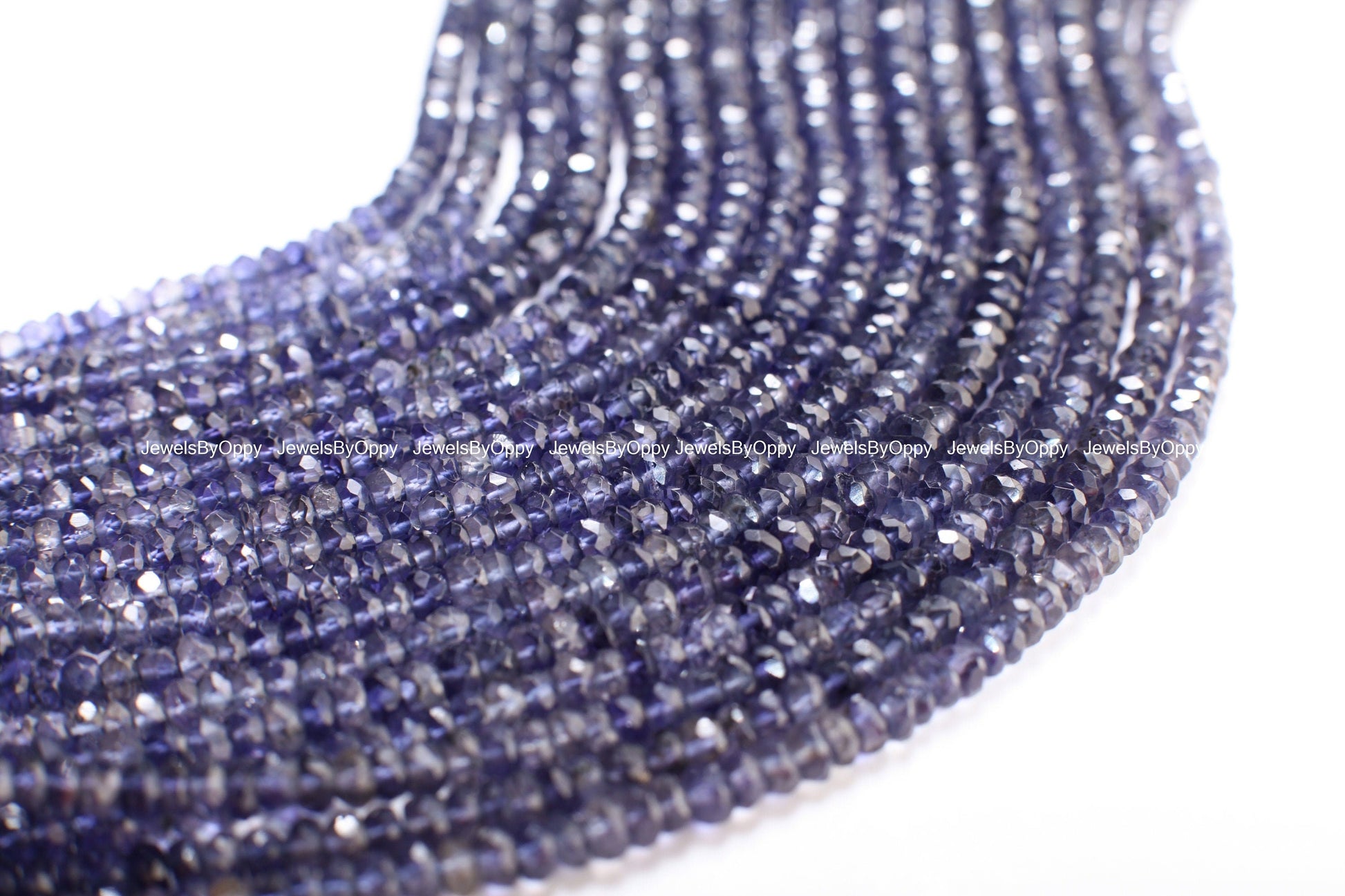 Iolite Rondelle 4.5-5mm Beads, Natural Iolite Micro Faceted Gemstone Jewelry Making Beads 12&quot; Strand