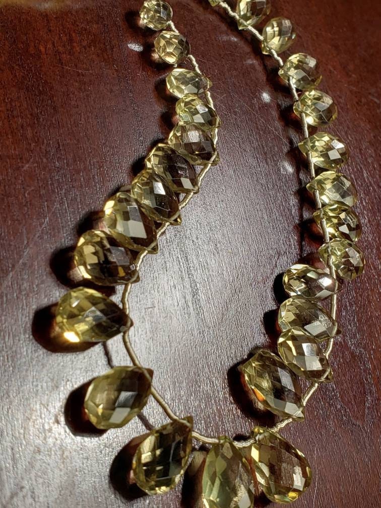 Lemon Quartz Faceted tear Drop 5x9-9x13mm, Natural AAA Graduated Lemon Quartz Jewelry Making Necklace, Bracelet Beads 29 Pieces