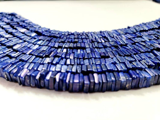 Genuine Lapis Lazuli 5mm Square heishi washer Beads Jewelry Making 8&quot; Strand