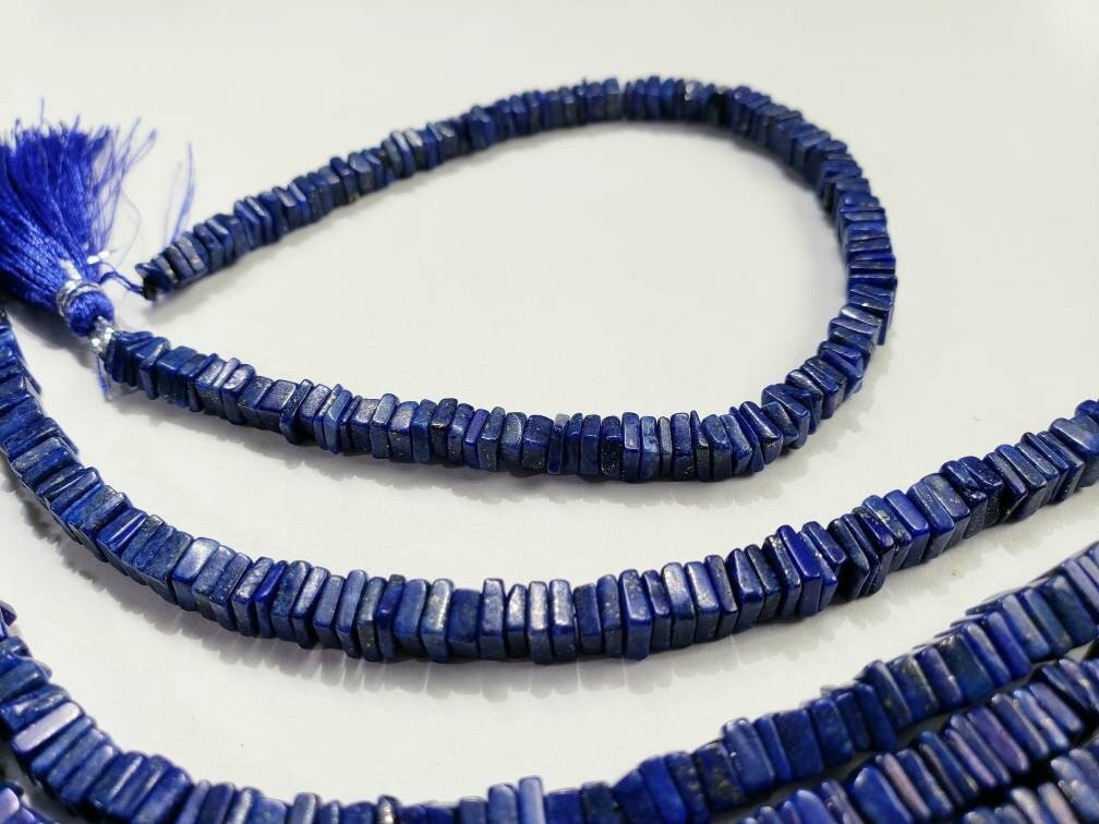 Genuine Lapis Lazuli 5mm Square heishi washer Beads Jewelry Making 8&quot; Strand