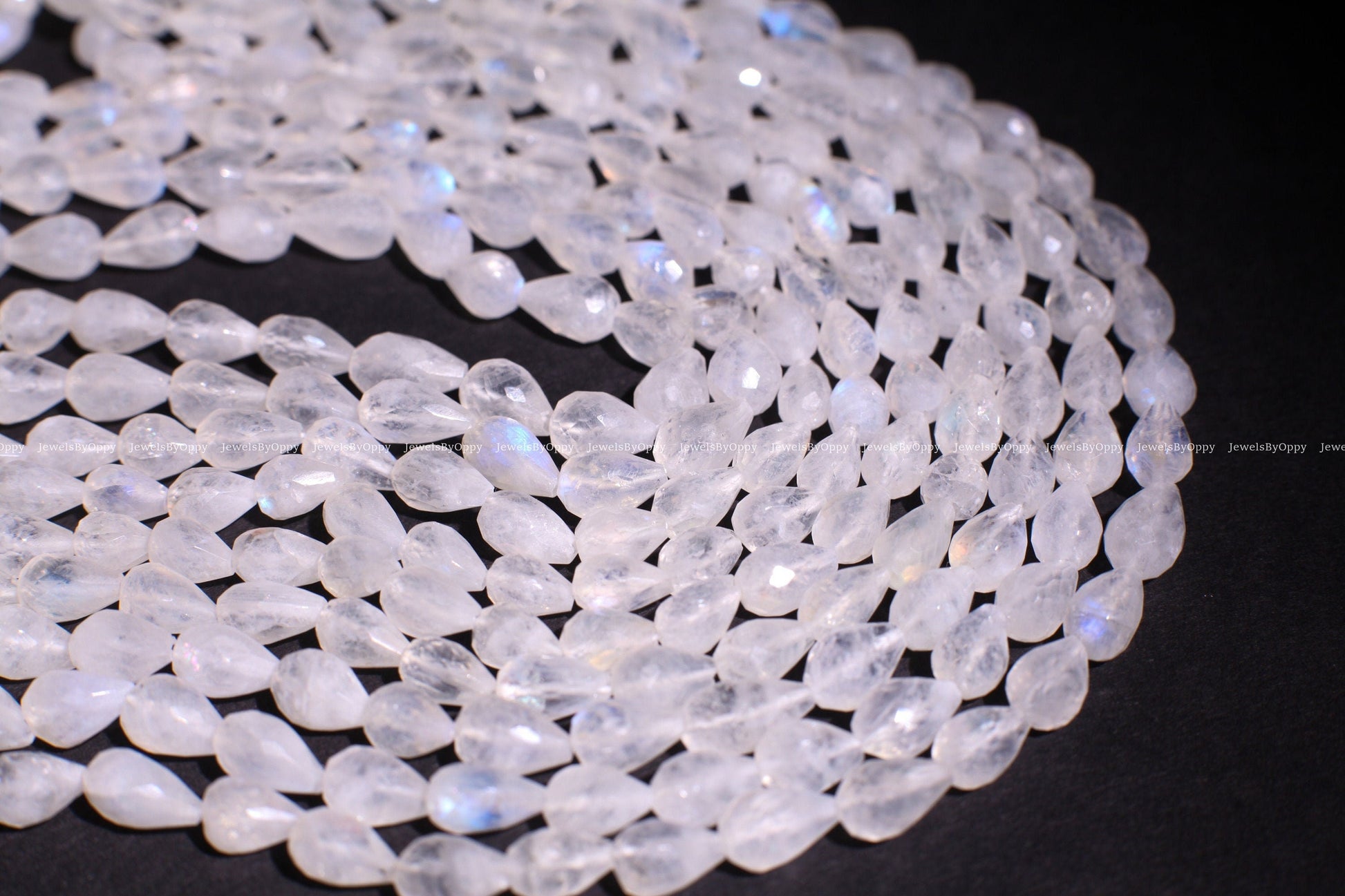 Rainbow Moonstone Faceted Briolette 6x8-9mm Gemstone, July Birthstone, Jewelry Making Beads, Natural Gemstone Drop 10" Strand ,approx. 30pcs