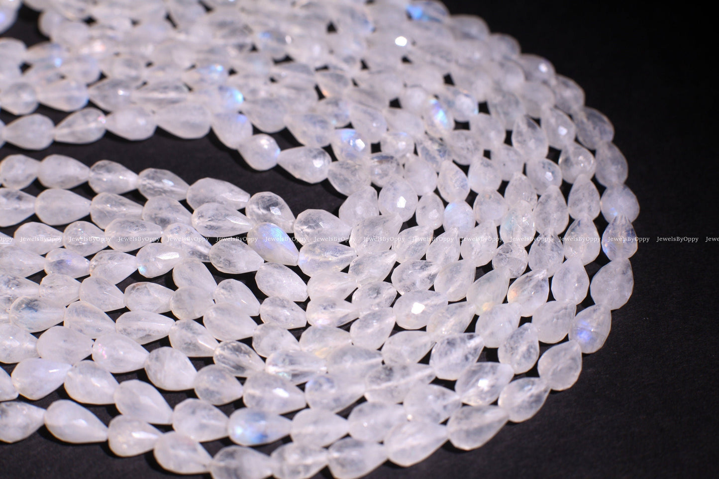 Rainbow Moonstone Faceted Briolette 6x8-9mm Gemstone, July Birthstone, Jewelry Making Beads, Natural Gemstone Drop 10&quot; Strand ,approx. 30pcs