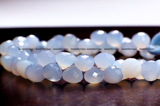 Blue Chalcedony Onion Briolette, Sky Blue Chalcedony Briolette Faceted Onion 8.5-9mm Tear Drop Jewelry Making Gemstone 10cs, 20 pcs