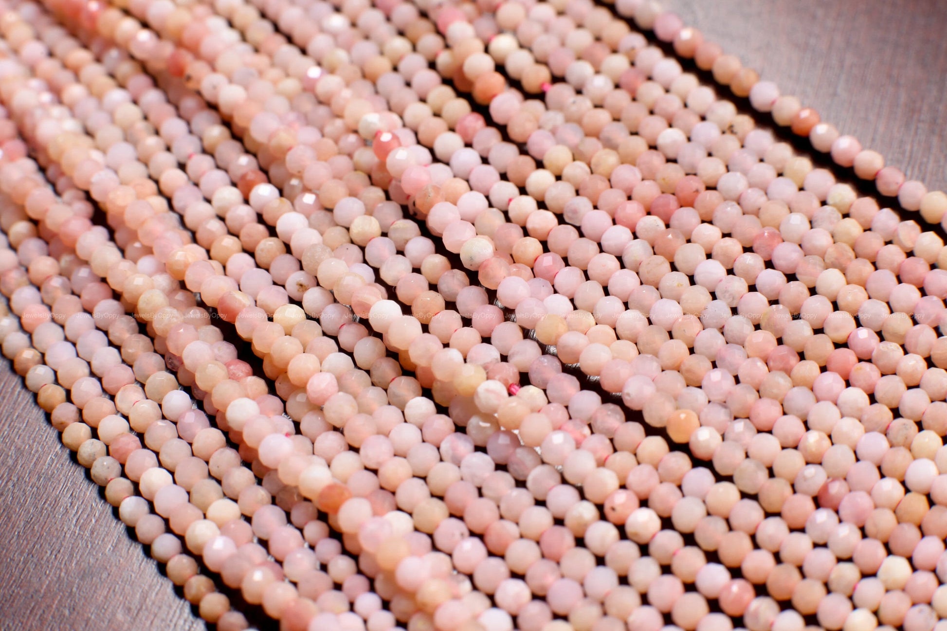 Pink Opal Rondelle, 2, 2.5, 3mm Natural Peruvian Pink Opal Faceted Roundel, Jewelry Making Gemstone Beads 13&quot; Strand