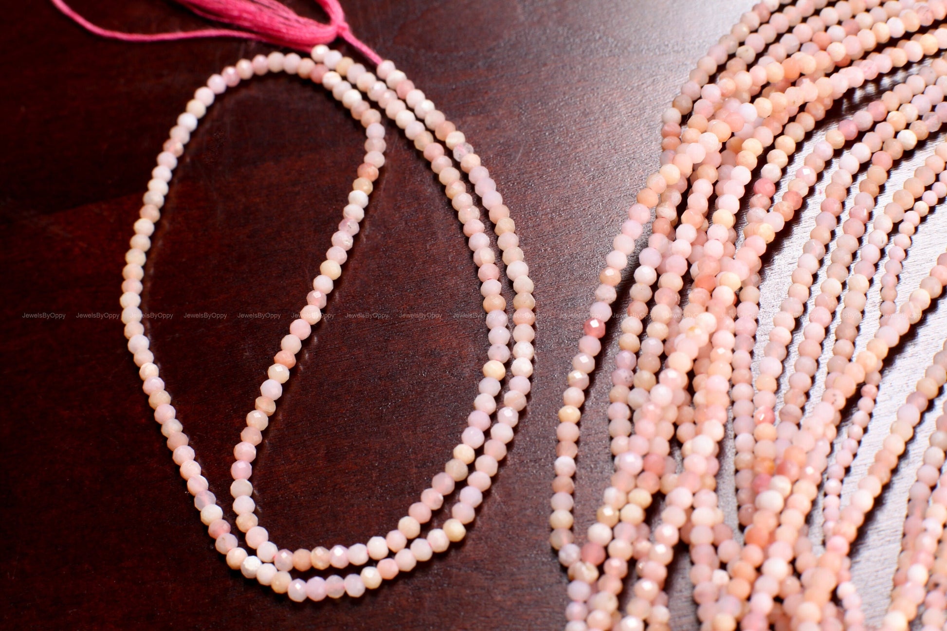 Pink Opal Rondelle, 2, 2.5, 3mm Natural Peruvian Pink Opal Faceted Roundel, Jewelry Making Gemstone Beads 13&quot; Strand