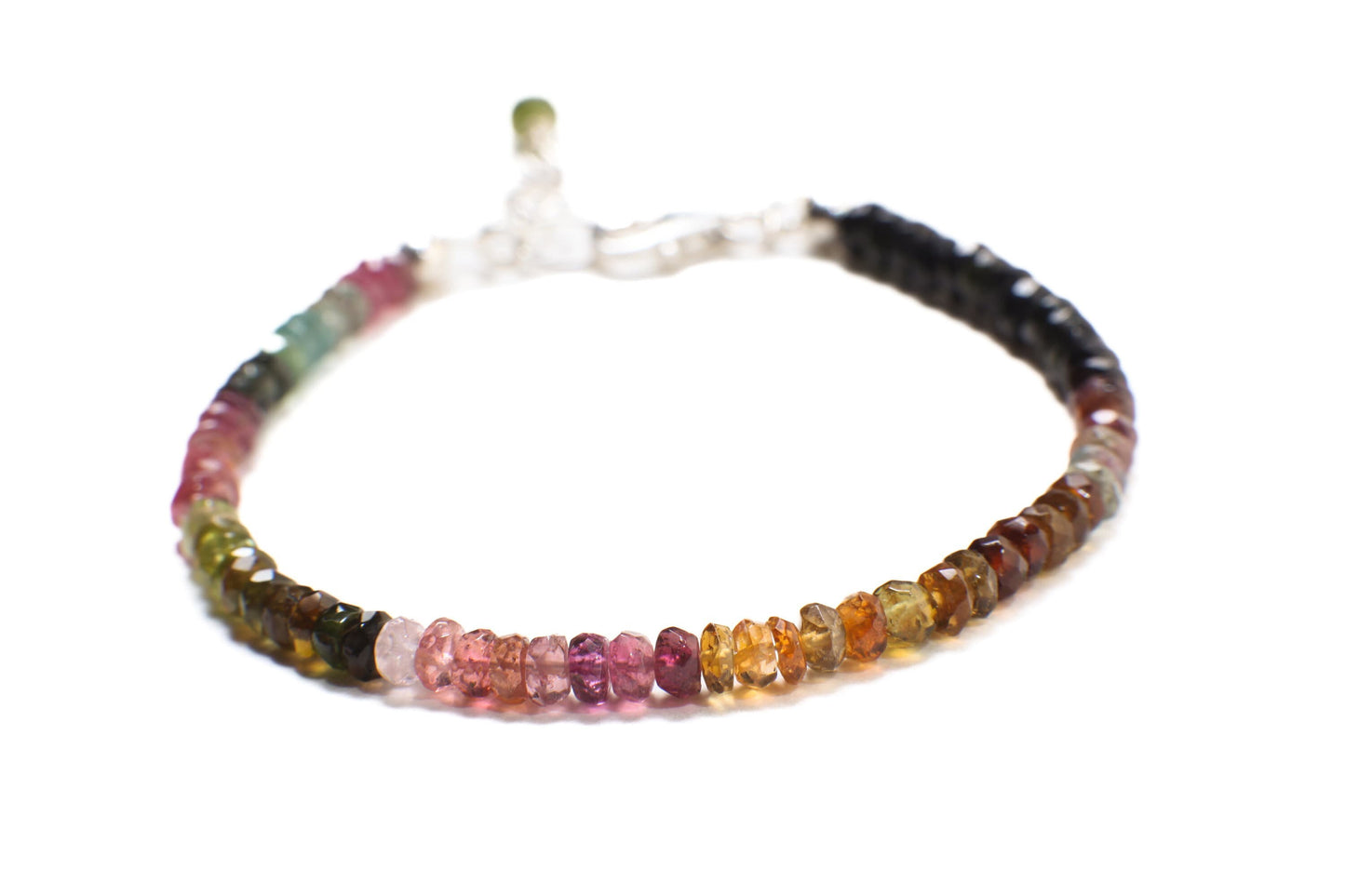 Watermelon Tourmaline 4mm Faceted Rondelle AAA quality in 925 Sterling Silver or 14k gold filled Bracelet with 1” extender .