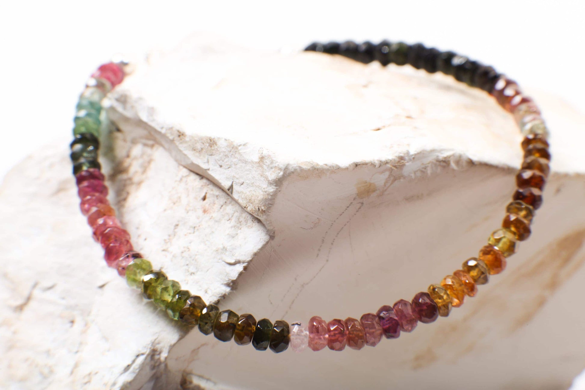 Watermelon Tourmaline 4mm Faceted Rondelle AAA quality in 925 Sterling Silver or 14k gold filled Bracelet with 1” extender .